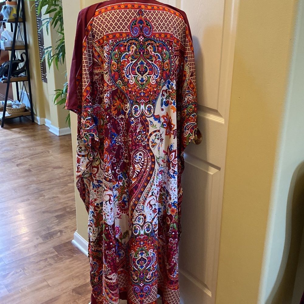 Gypsie Blu Caftan Dress Beach Coverup Sundress Maxi MuMu One Size - Picture 4 of 5